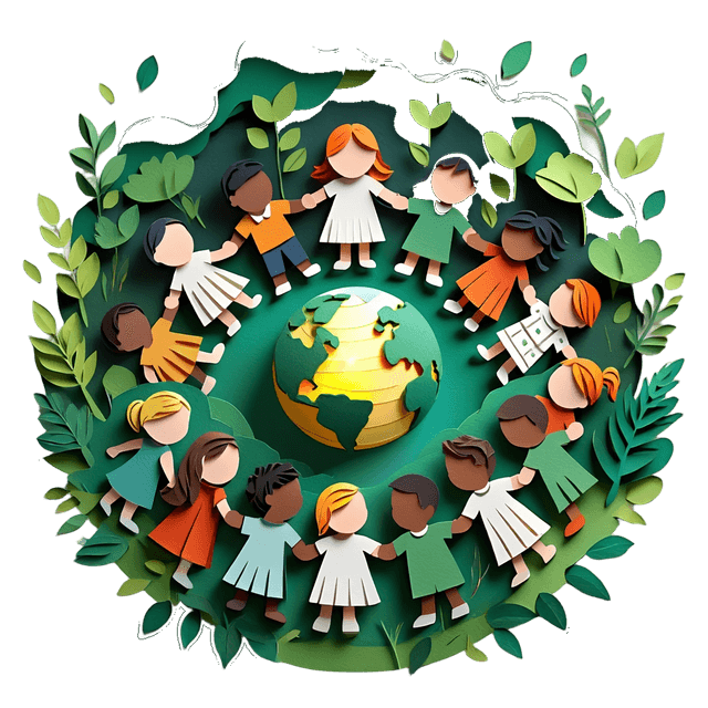 Kinder im Kreis um die Erde